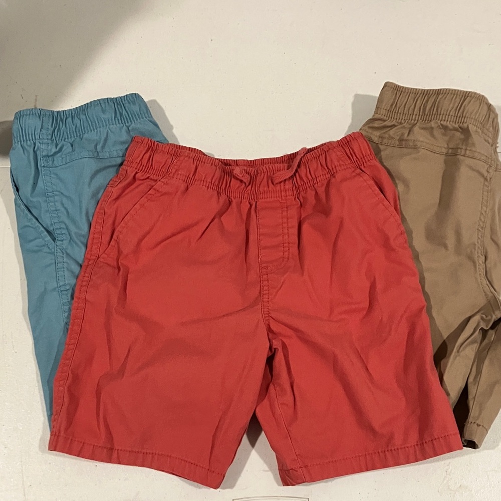 Wonder Nation Kids Shorts Trio - Red, Blue, Tan